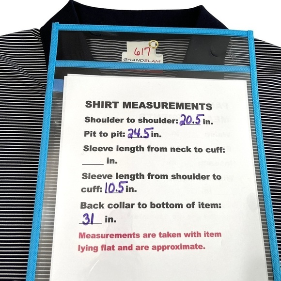 Grand Slam Men’s Navy & White Striped Polo Shirt Size XL - Picture 8 of 9